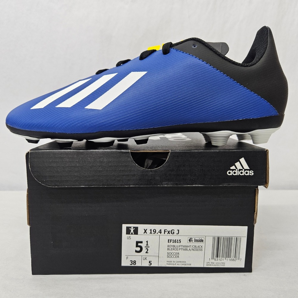 Adidas X 19.4 FxG J Soccer Cleats EF1615 Blue White Black‎ Kid's Size 5.5